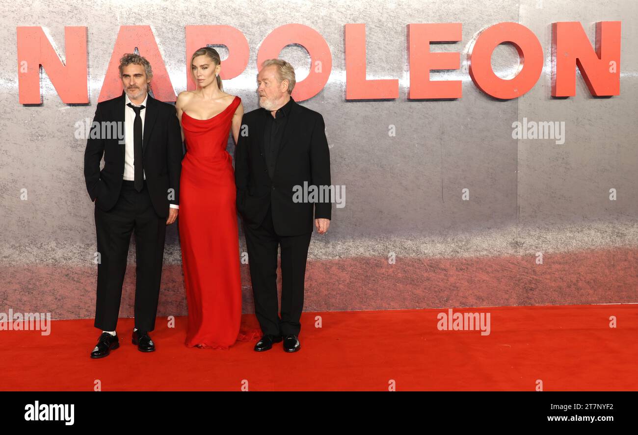 Joaquin Phoenix, Vanessa Kirby and Ridley Scott, Napoleon UK Premiere