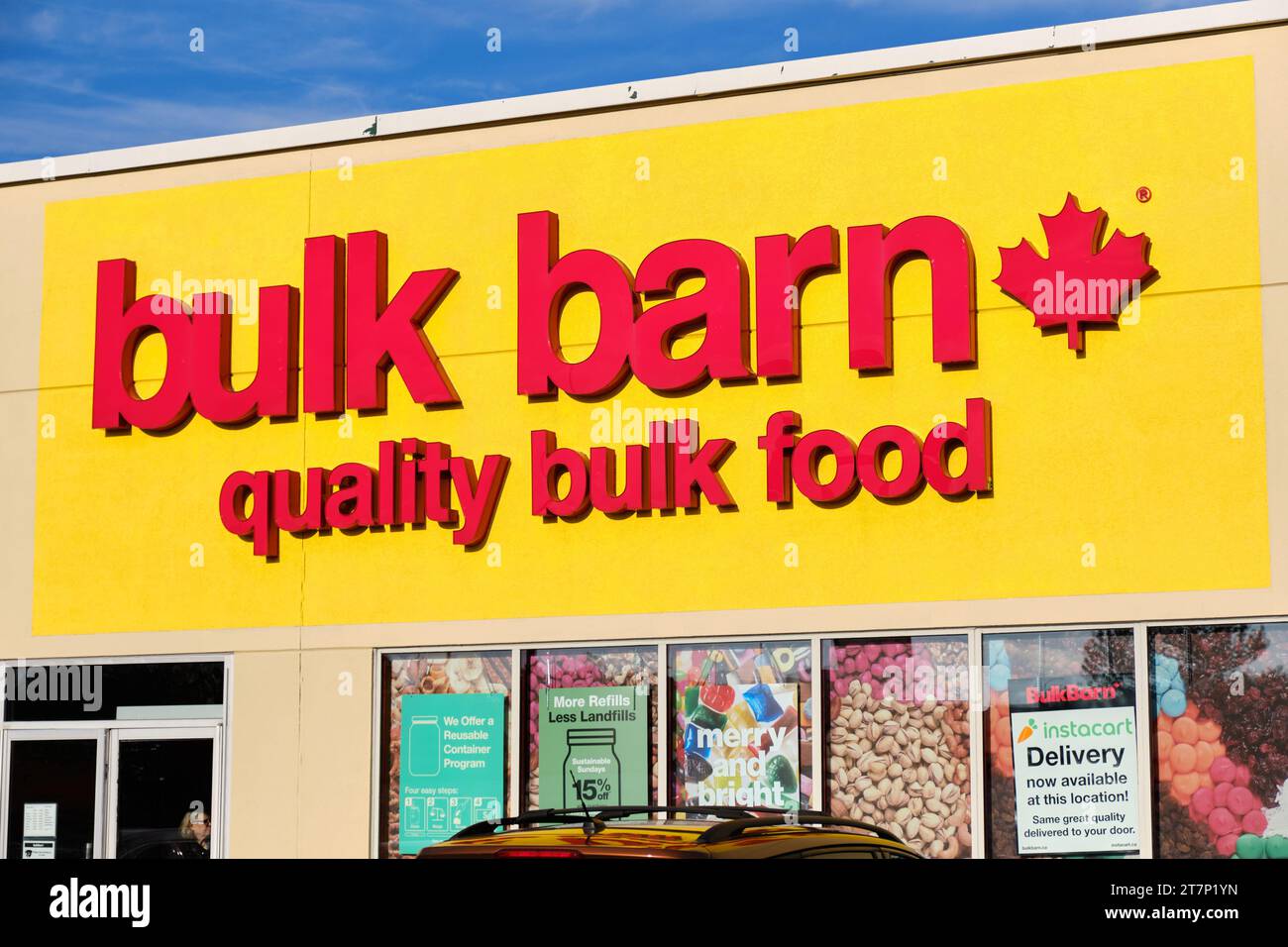 Bulk Barn store front with naming logo on Halifax / Dartmouth store Stock Photo
