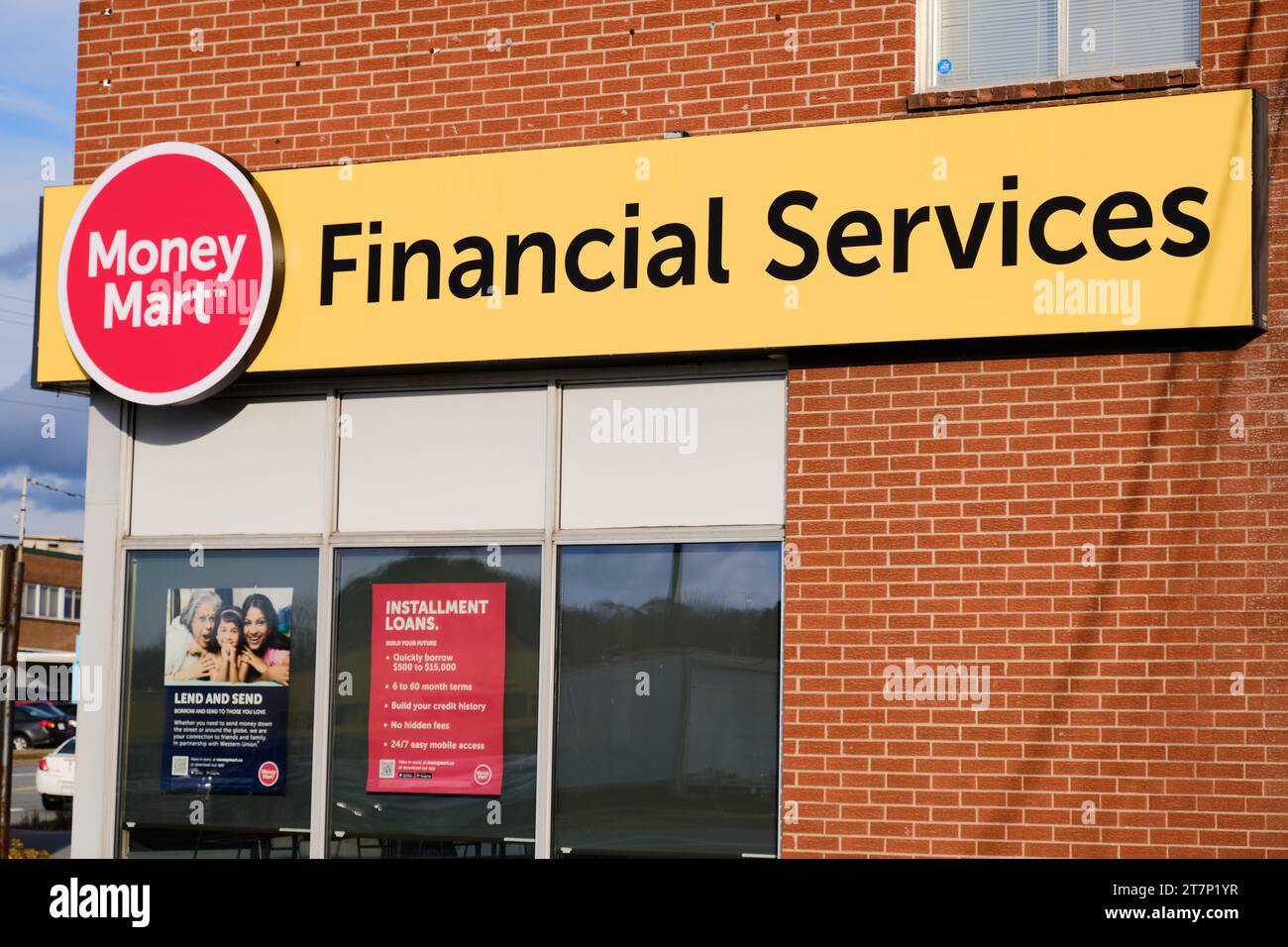 Money Mart Financial Services facade and  logo on Halifax / Dartmouth branch Stock Photo