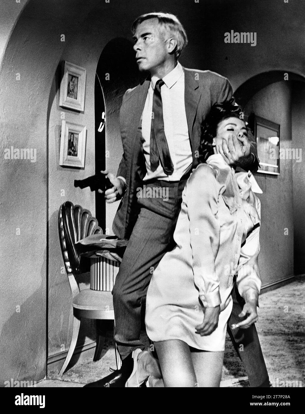 Lee Marvin, Sharon Acker, onset of the film, "Point Blank", MGM, 1967