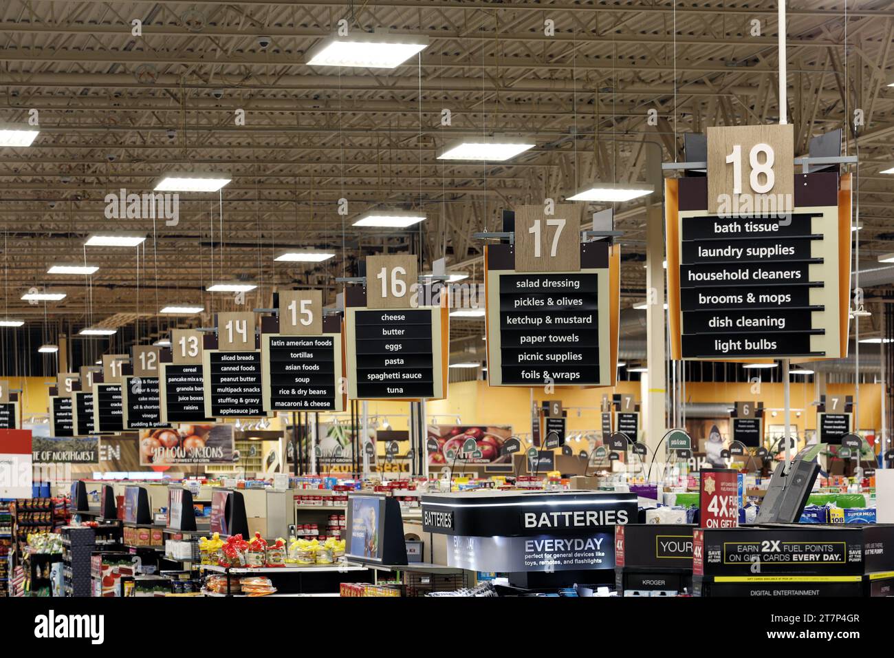 The interior of a modern grocery store. Stock Photo