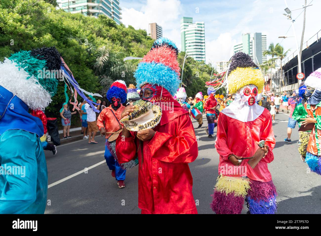 Salvador, Bahia, Brazil - February 11, 2023: Women parade in