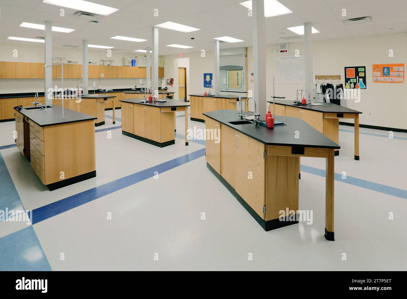 Chemistry lab tables in a Skyline high school science classroom in ...