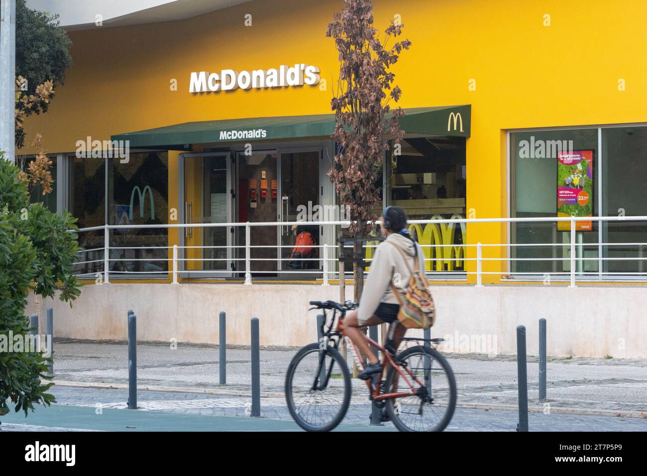 street Alameda of Oceanos, Parque of Nações, Lisbon, Portugal on November 15th 2023, Entrance to the McDonalds restaurant Stock Photo
