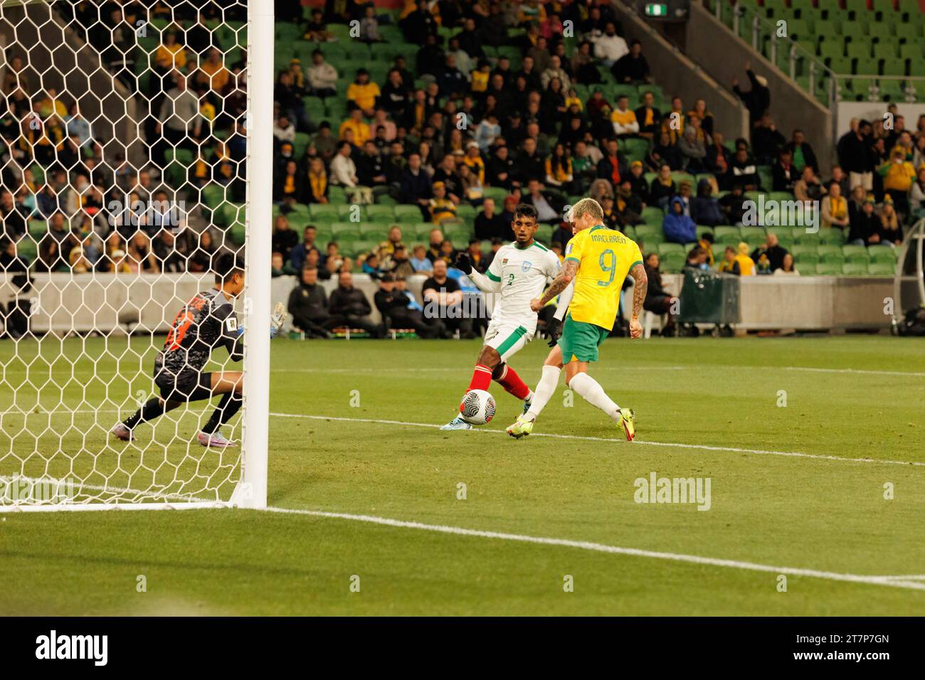 Jamie Maclaren Of Australia Scores A Goal During The FIFA World Cup Jamie Maclaren Of Australia Scores A Goal During The Fifa World Cup 2026 Afc Asian Qualifying Game Between Australia And Bangladesh Australia Won The Game 7 0 2T7P7GN 