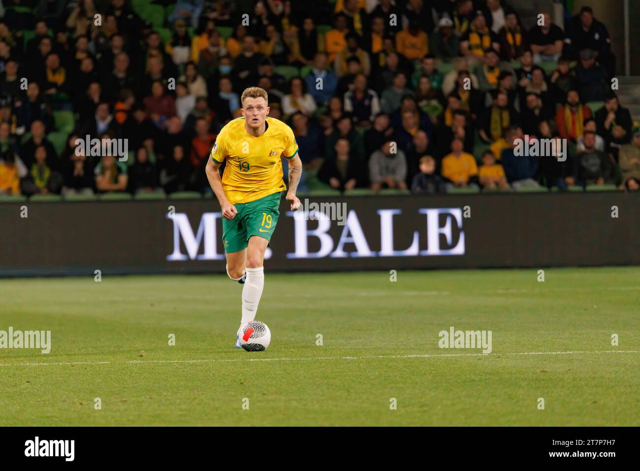Harry Souttar of Australia in action during the FIFA World Cup 2026 AFC Asian Qualifying game between Australia and Bangladesh. Australia won the game 7 : 0. Stock Photo