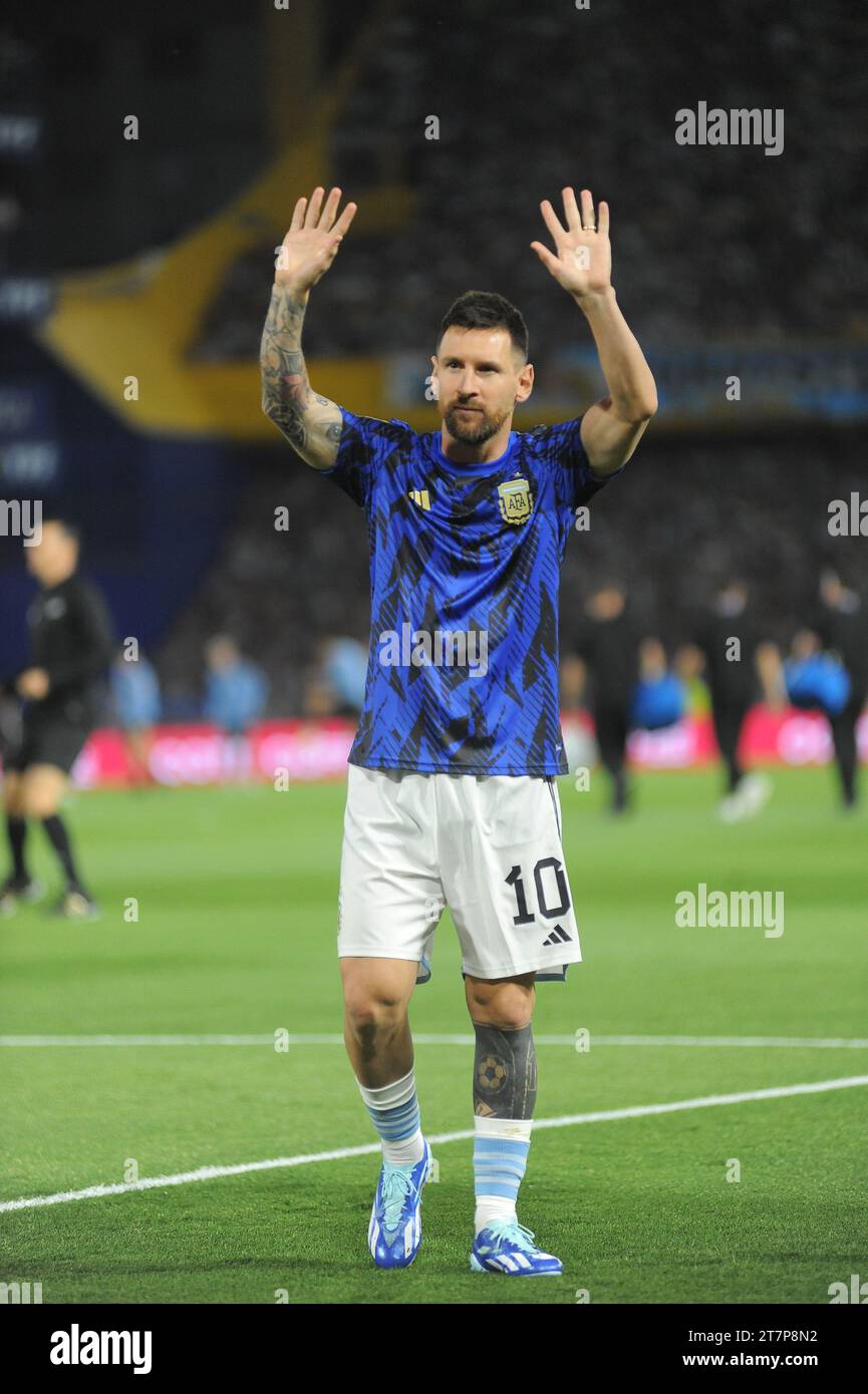Buenos Aires, Argentina; 16th november 2023. Lionel Messi pre match between Argentina vs. Uruguay for the Conmebol Qualifiers for the 2026 FIFA World Cup Stock Photo