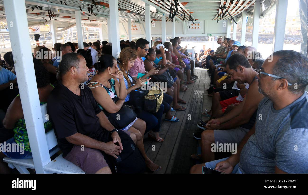 vera cruz, bahia, brazil october 13, 2023 passengers using a boat to