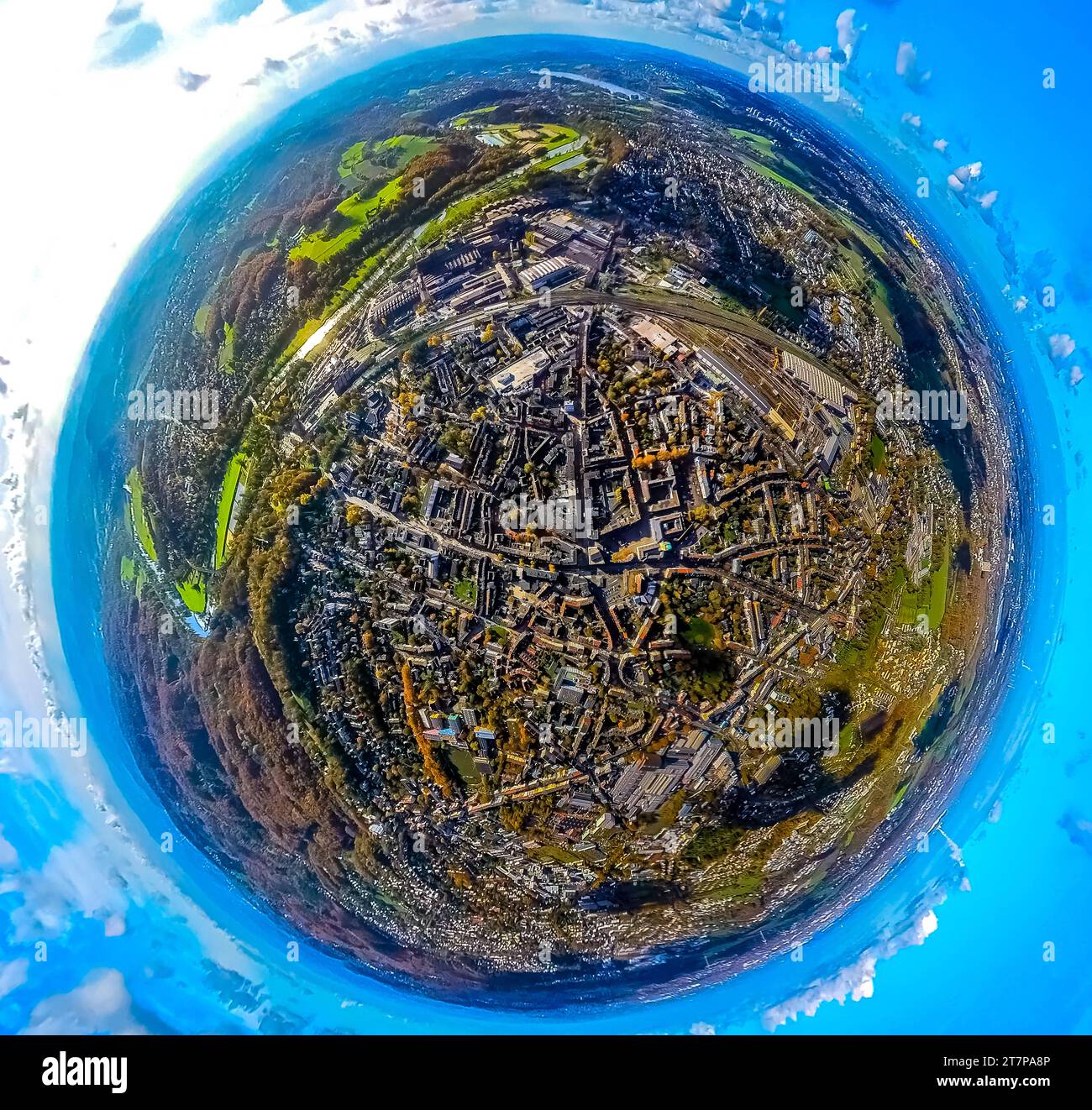 Luftbild, Ortsansicht Witten Zentrum mit Rathaus und der Bahnhofstraße