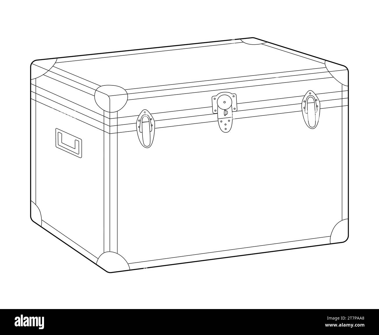 Trunk box silhouette bag. Fashion accessory technical illustration