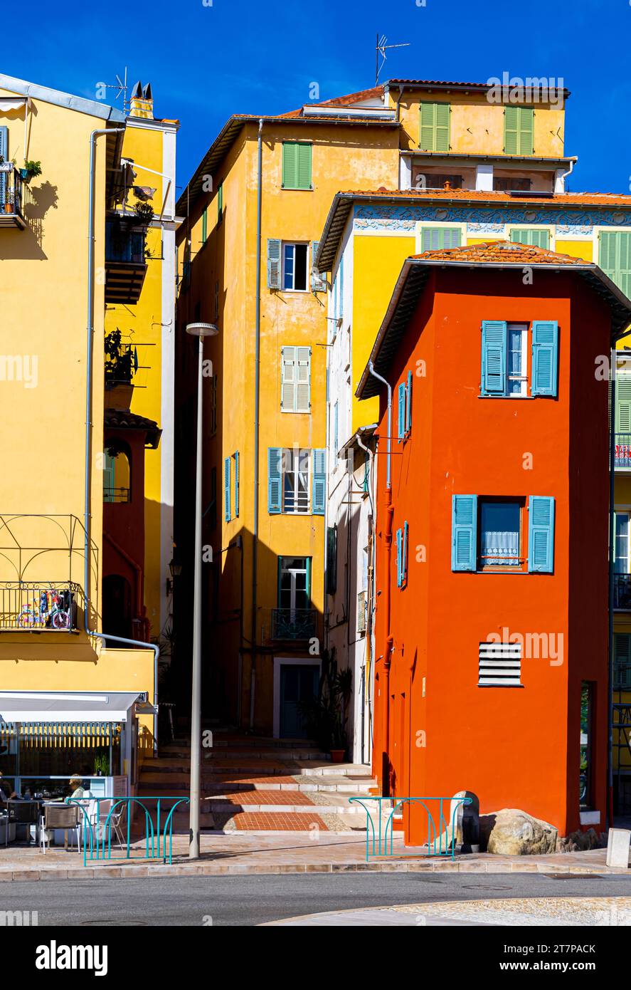 View of Menton, a town on the French Riviera in southeast France known