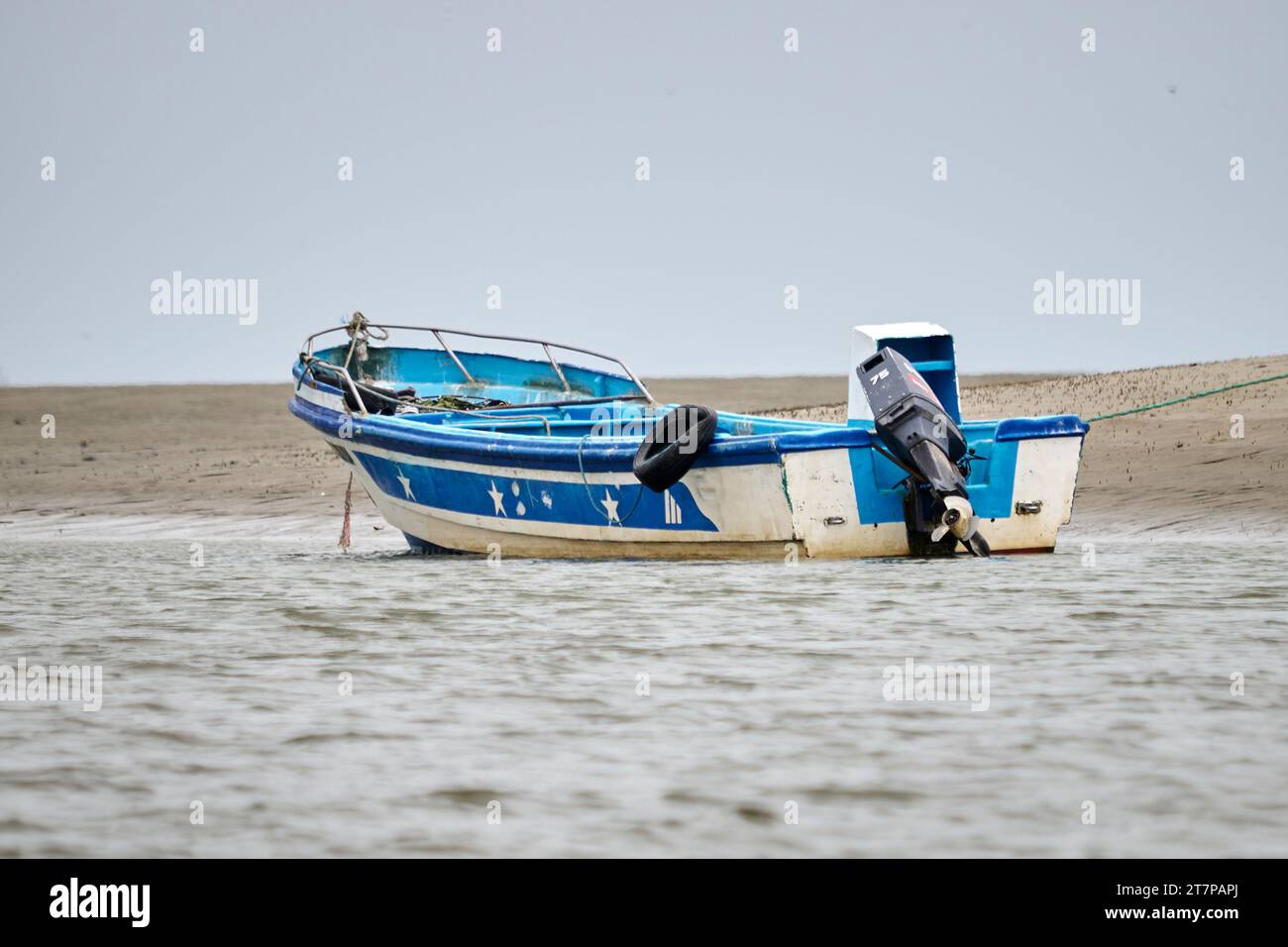 small artisanal fishing boats in Tumbes, Peru Stock Photo