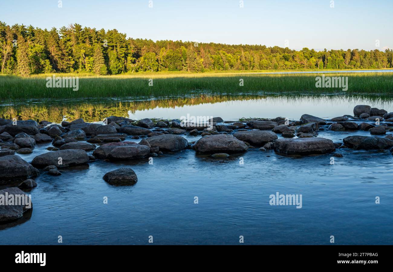 Mississippi River Headwaters at Lake Itasca in Itasca State Park in Minnesota Stock Photo