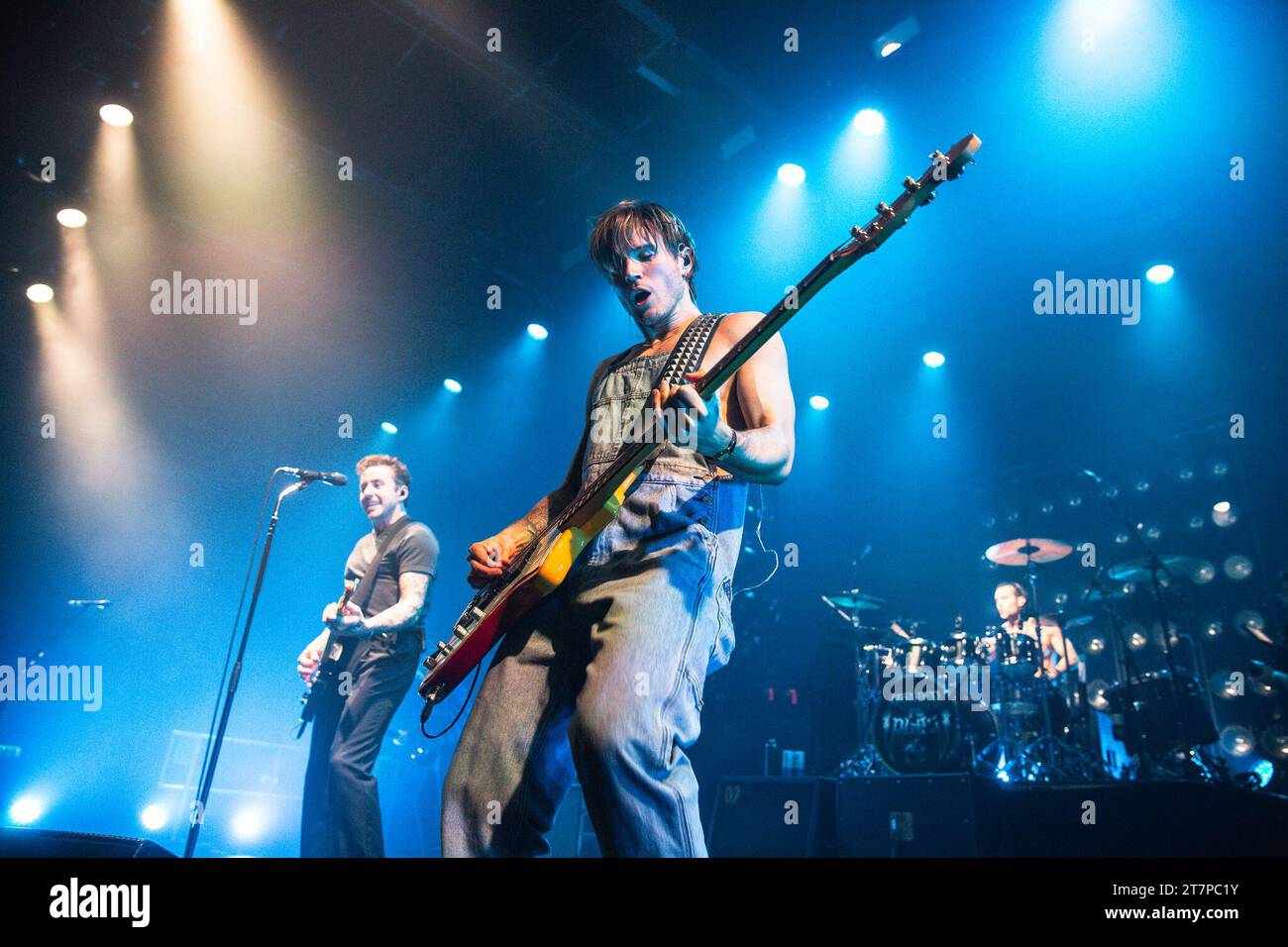 November 16, 2023: Tom Fletcher, Danny Jones, Dougie Poynter, and Harry Judd of the British pop band â€˜McFlyâ€™ perform on the second night at the Manchester Victoria Warehouse on their 2023 Power Play UK Tour (Credit Image: © Myles Wright/ZUMA Press Wire) EDITORIAL USAGE ONLY! Not for Commercial USAGE! Stock Photo