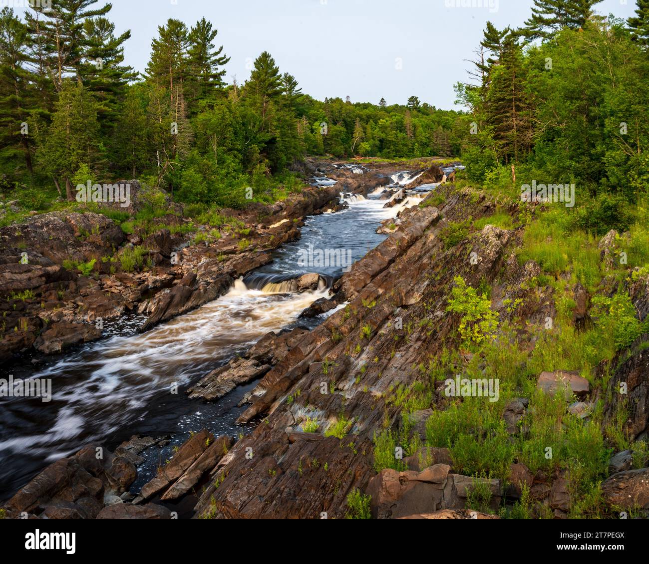 Waterfalls and Rapids of the St. Louis River in Jay Cooke State Park Minnesota Stock Photo