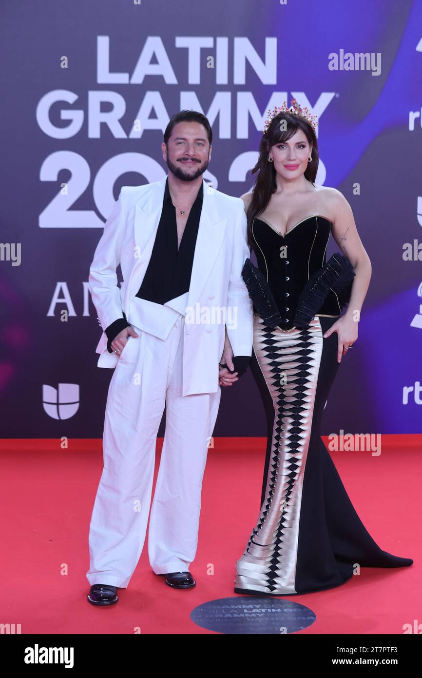 November 16, 2023: November 16, 2023 (Sevilla ) The singer Manuel Carrasco and your wife in the photocall of the Latin Grammy (Credit Image: © Lorenzo Carnero/ZUMA Press Wire) EDITORIAL USAGE ONLY! Not for Commercial USAGE! Stock Photo