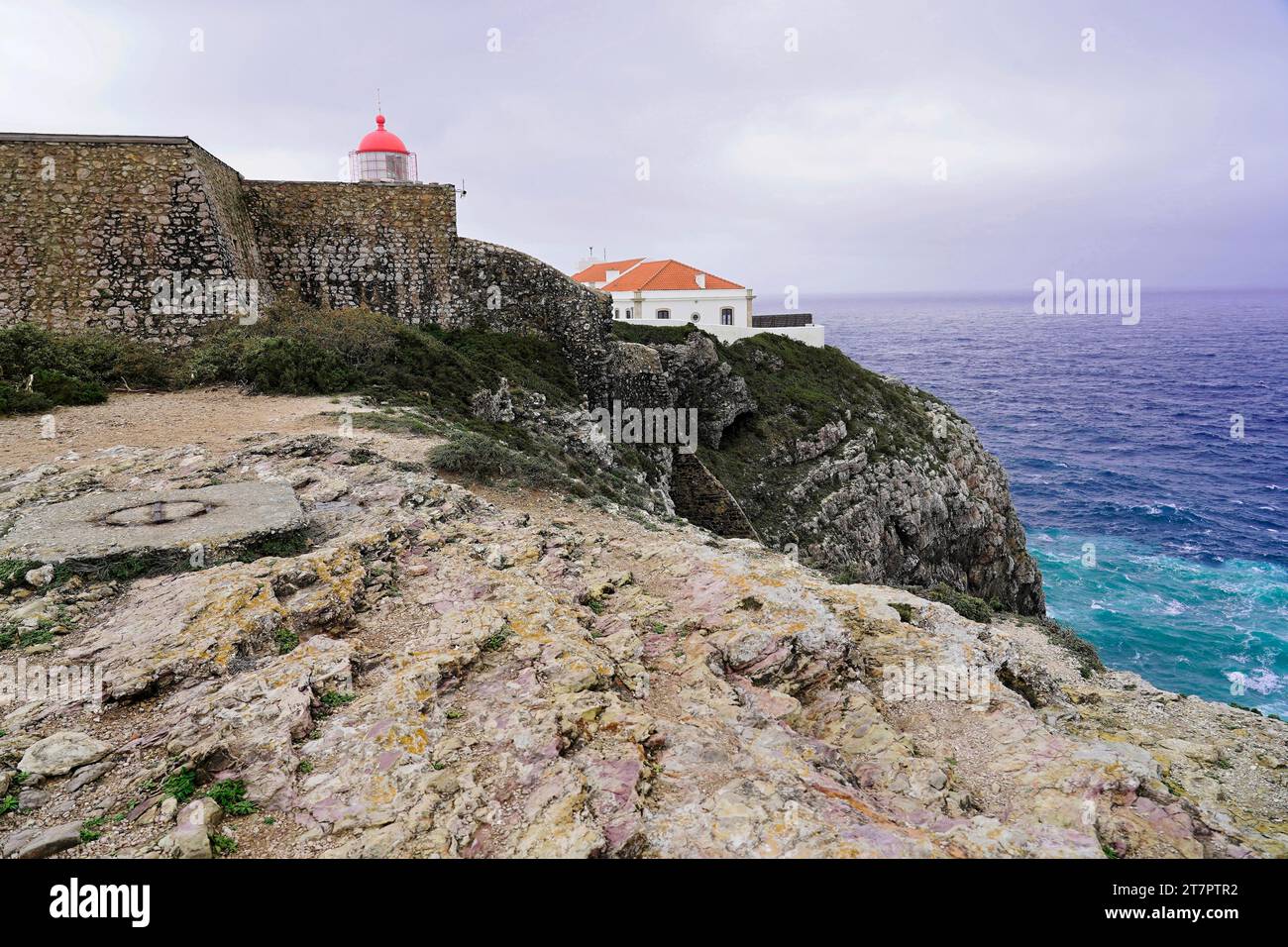 Cabo de Sao Vicente Lighthouse, Cabo de Sao Vicente, Portugal Stock Photo
