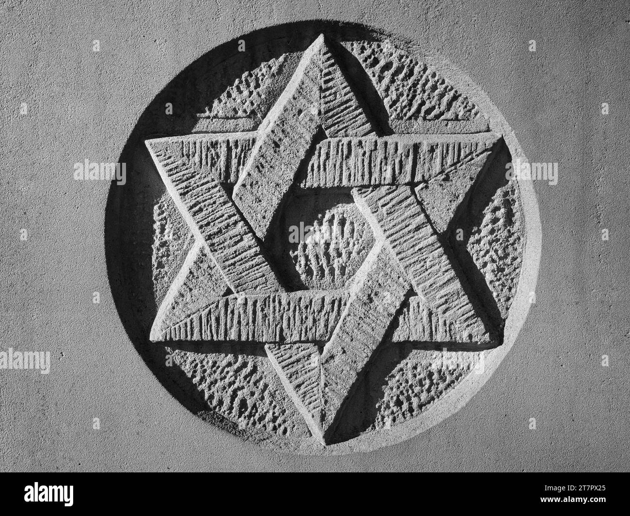 Symbolic photo on the subject of Israel, Star of David, black and white, North Rhine-Westphalia, Germany Stock Photo