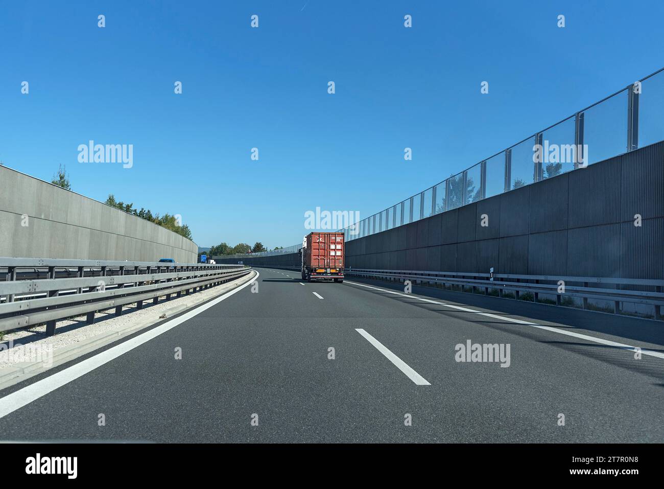 Noise barriers on the A6 motorway, Baden-Wuerttemberg, Germany Stock Photo