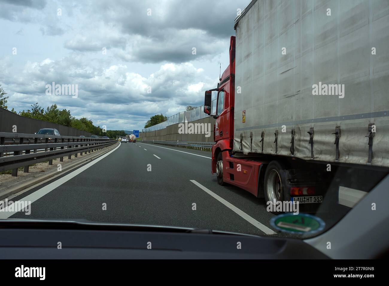 Noise barriers on the A 73 motorway, Forchheim, Middle Franconia, Bavaria, Germany Stock Photo