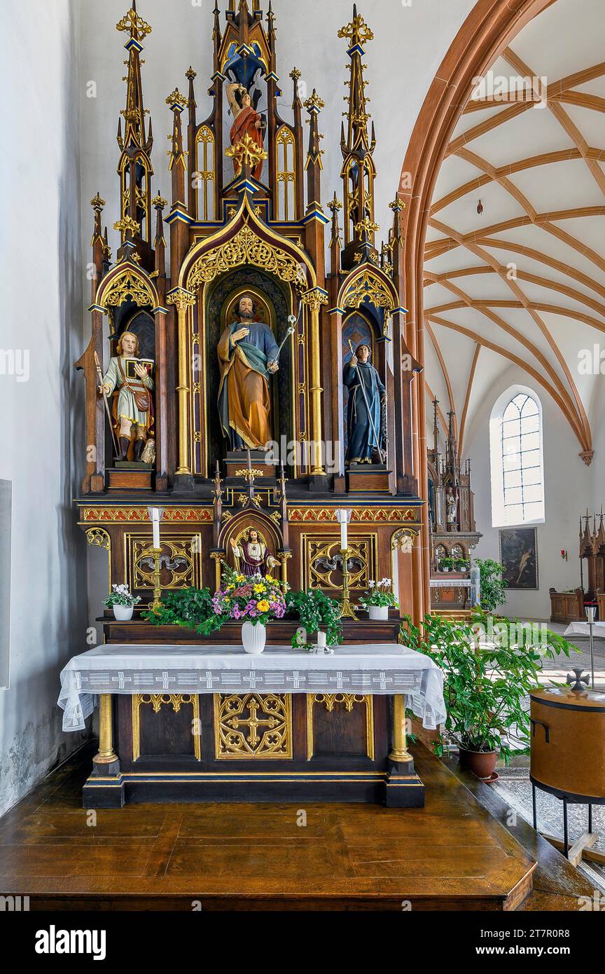Side altar, Church of St James, Markt Rettenbach, Swabia, Bavaria, Germany Stock Photo