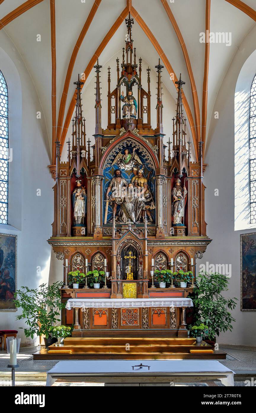 Main altar, Church of St James, Markt Rettenbach, Swabia, Bavaria, Germany Stock Photo
