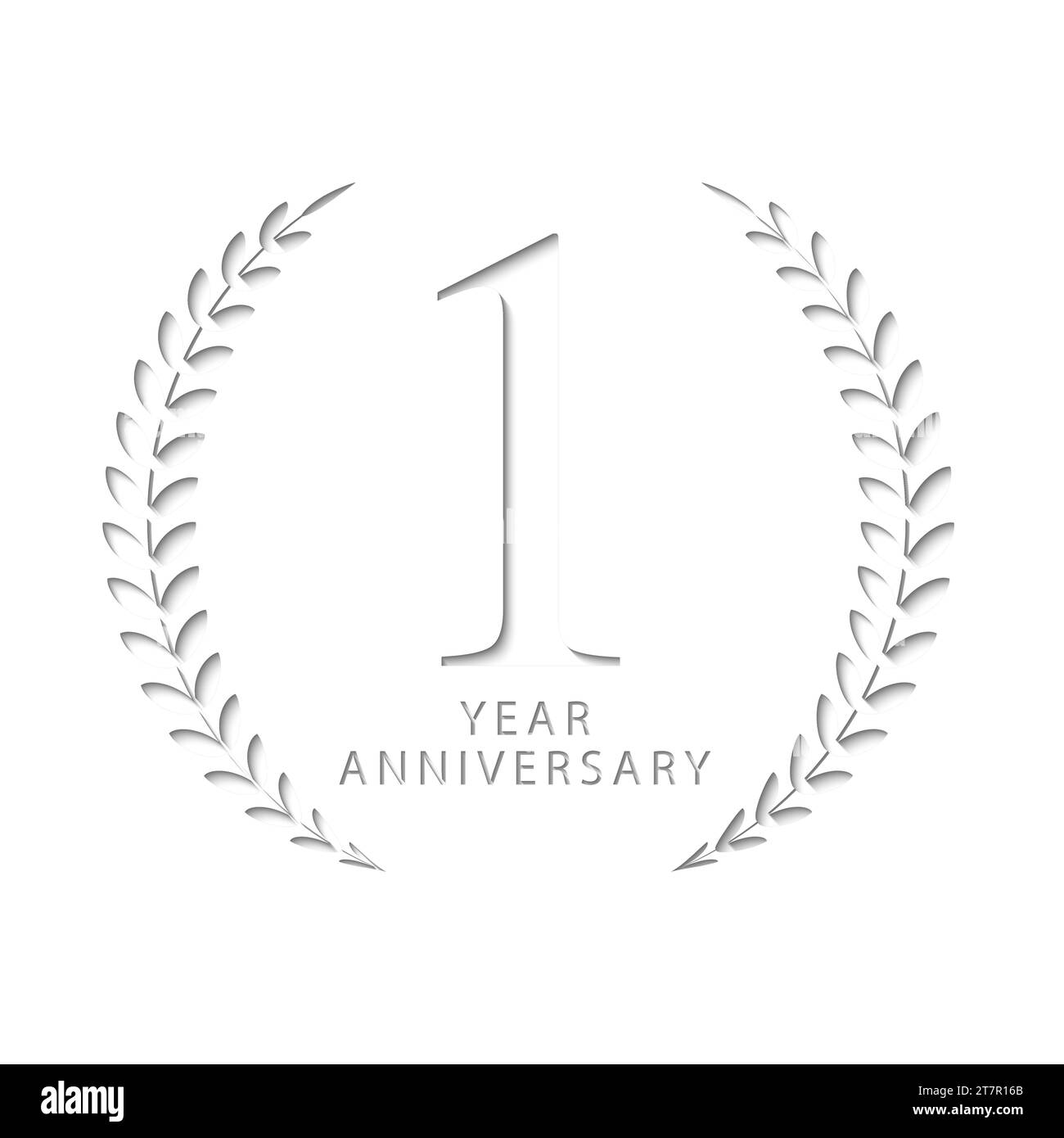 Paper cut design of 1 year anniversary, to represents the name of 1 year anniversary which is paper, vector template Stock Vector