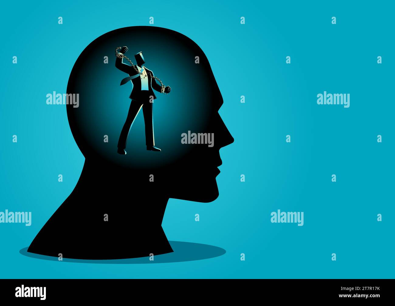 Business concept vector illustration of a businessman in human head