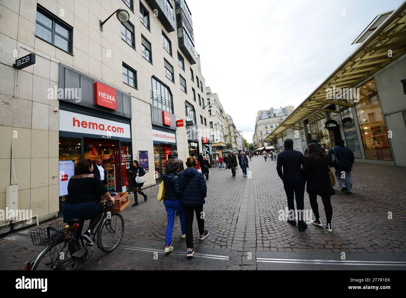 Rue Rambuteau pedestrian street in Paris, France. Stock Photo