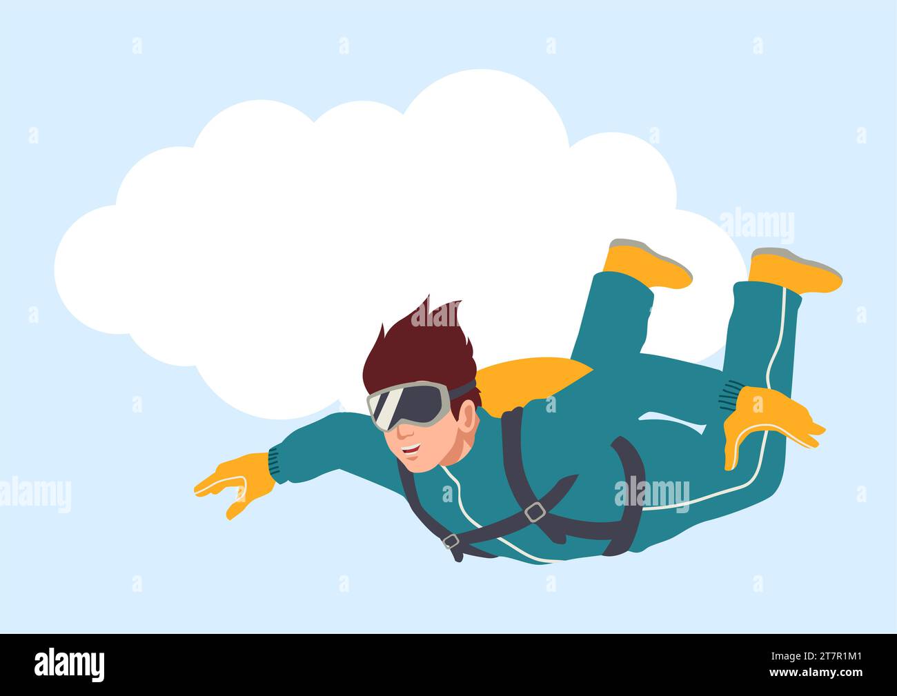 Simple flat vector illustration of a man sky diving Stock Vector