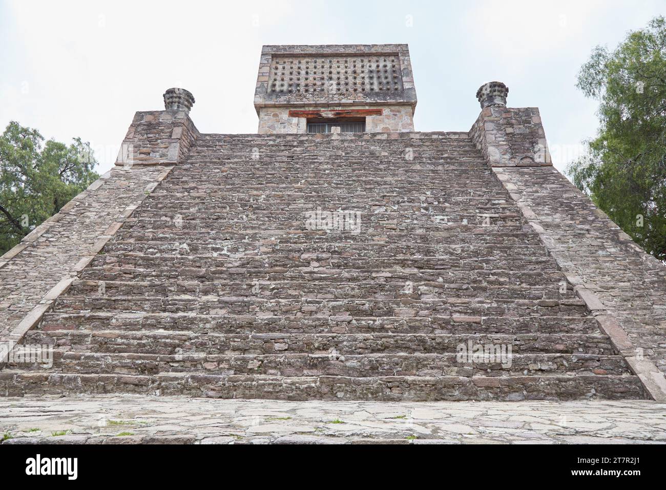 The forgotten Aztec pyramid of Santa Cecilia Acatitlan outside of Mexico City Stock Photo