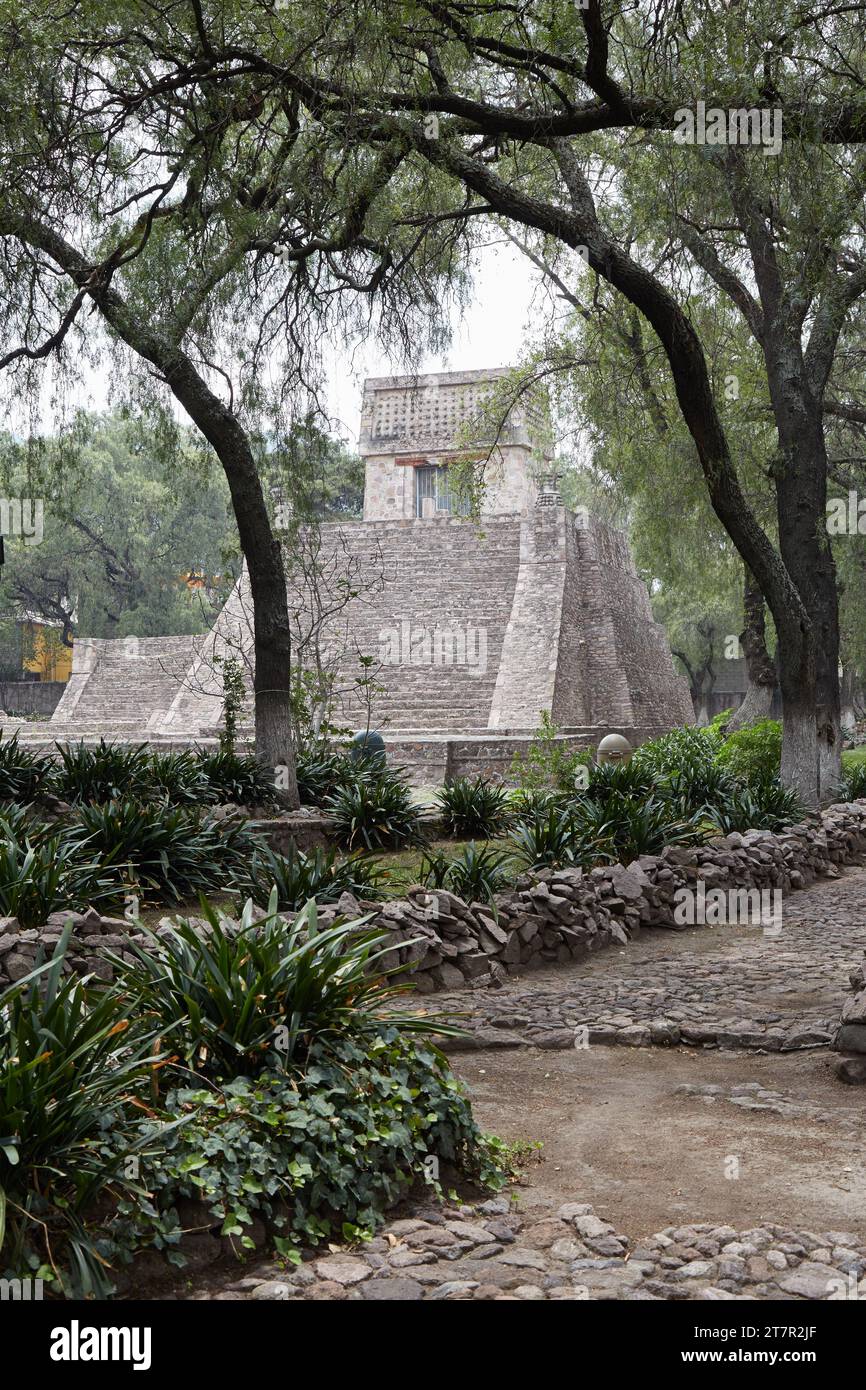 The forgotten Aztec pyramid of Santa Cecilia Acatitlan outside of Mexico City Stock Photo