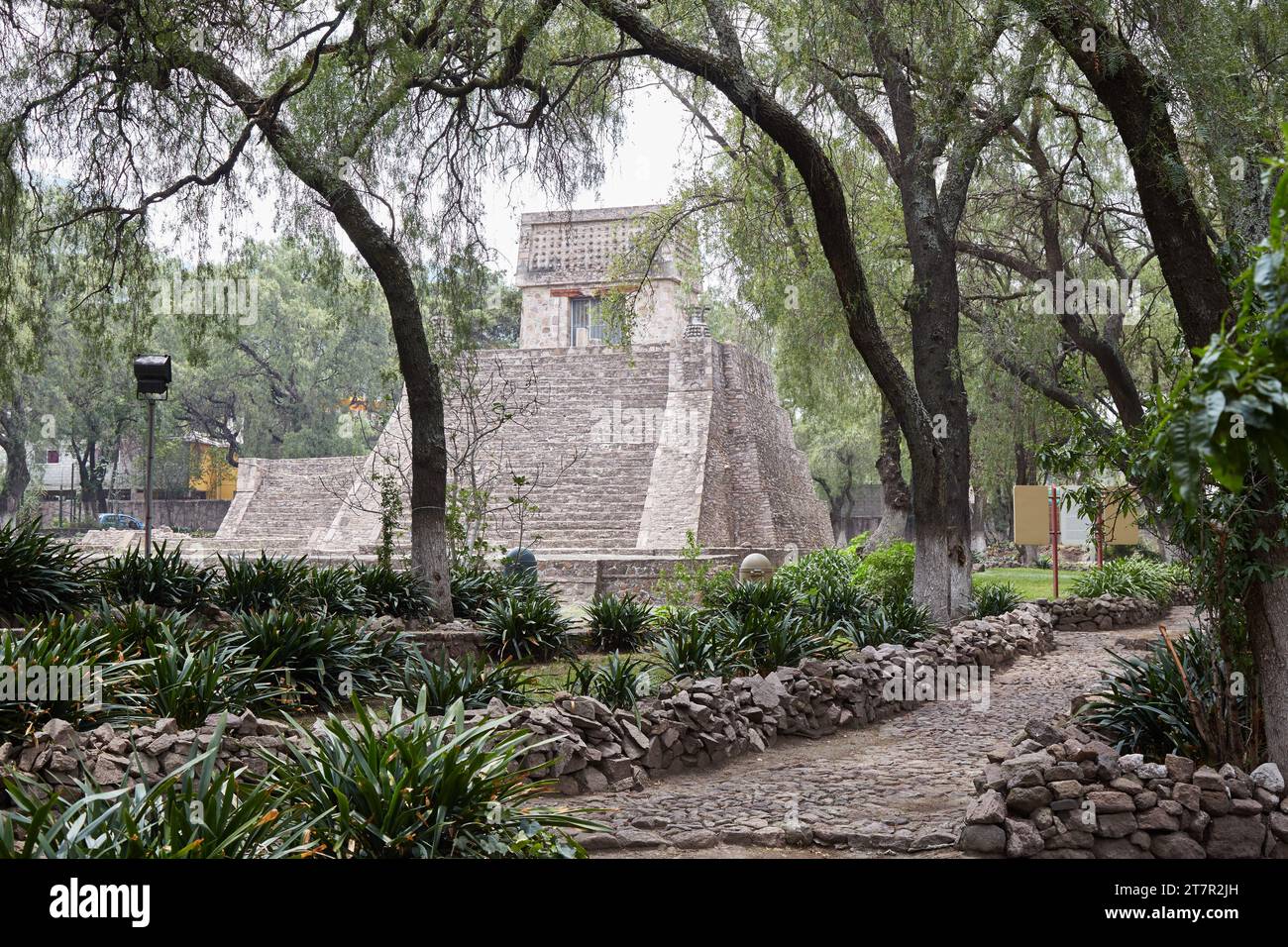 The forgotten Aztec pyramid of Santa Cecilia Acatitlan outside of Mexico City Stock Photo