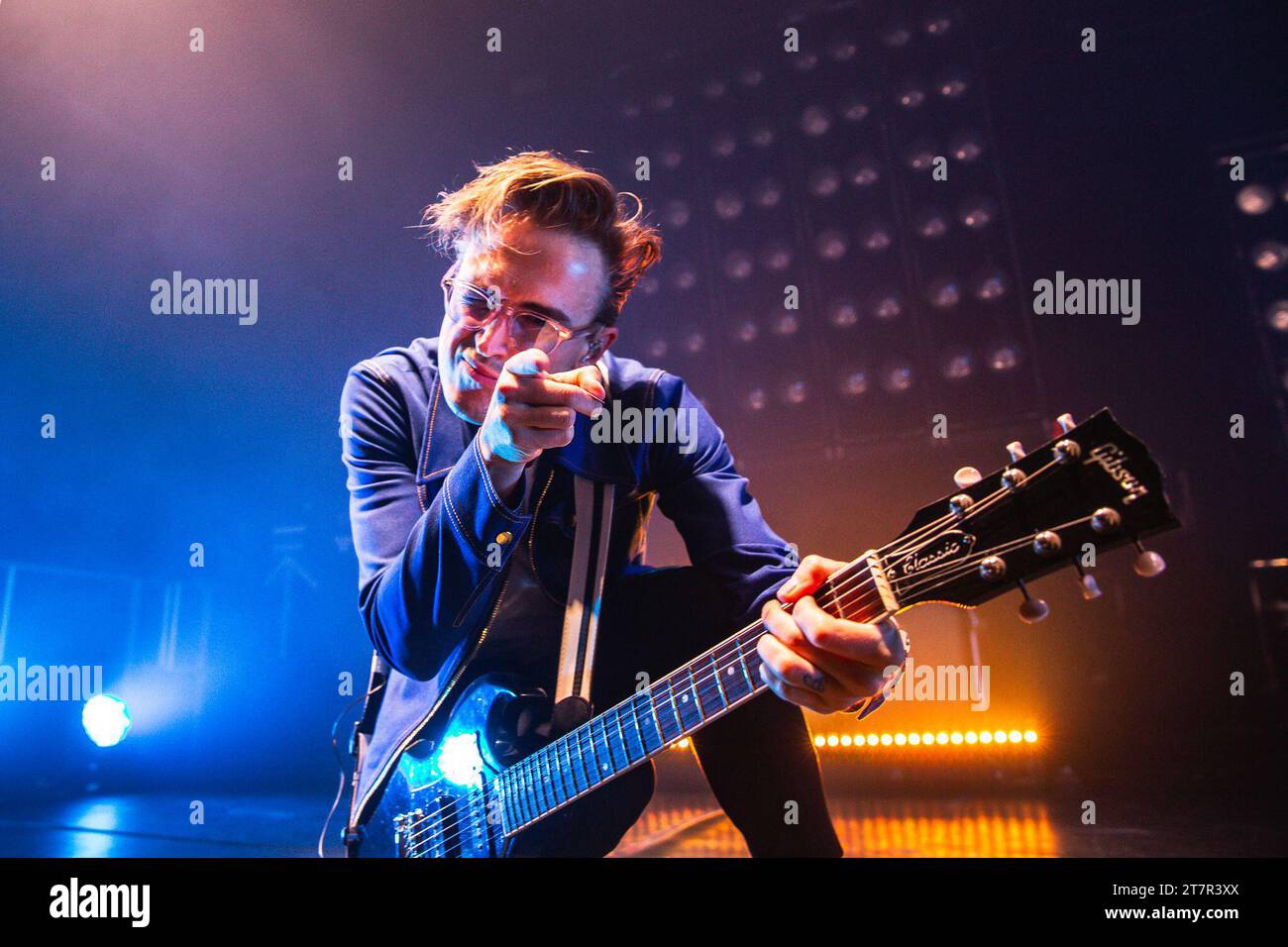 November 16, 2023: Manchester, UK: Singer guitarist TOM FLETCHER of the British pop band 'McFly' performs on the second night at the Manchester Victoria Warehouse on their 2023 Power Play UK Tour. (Credit Image: © Myles Wright/ZUMA Press Wire) EDITORIAL USAGE ONLY! Not for Commercial USAGE! Stock Photo