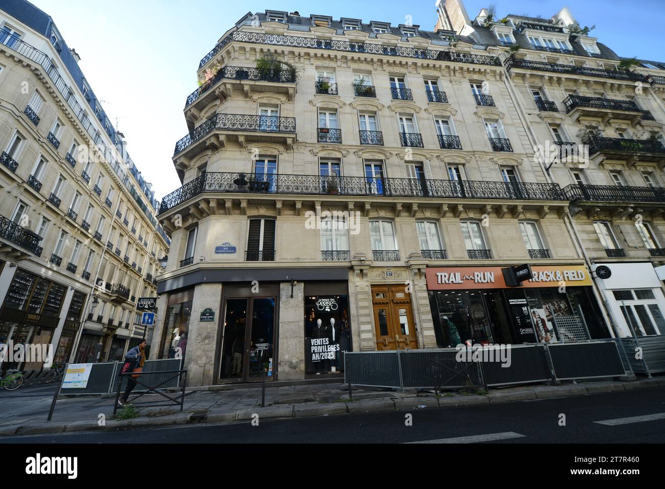 Beautiful buildings on Étienne Marcel in Paris, France. Stock Photo