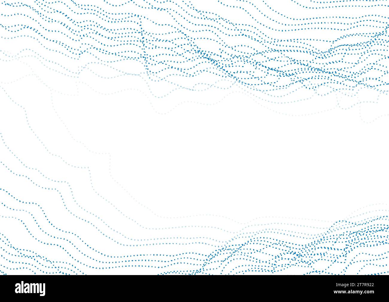 Futuristic abstract blue white background with dotted curved wavy lines ...