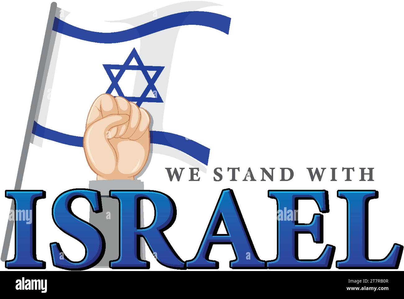 Illustrated cartoon-style image showing support for Israel with a text ...