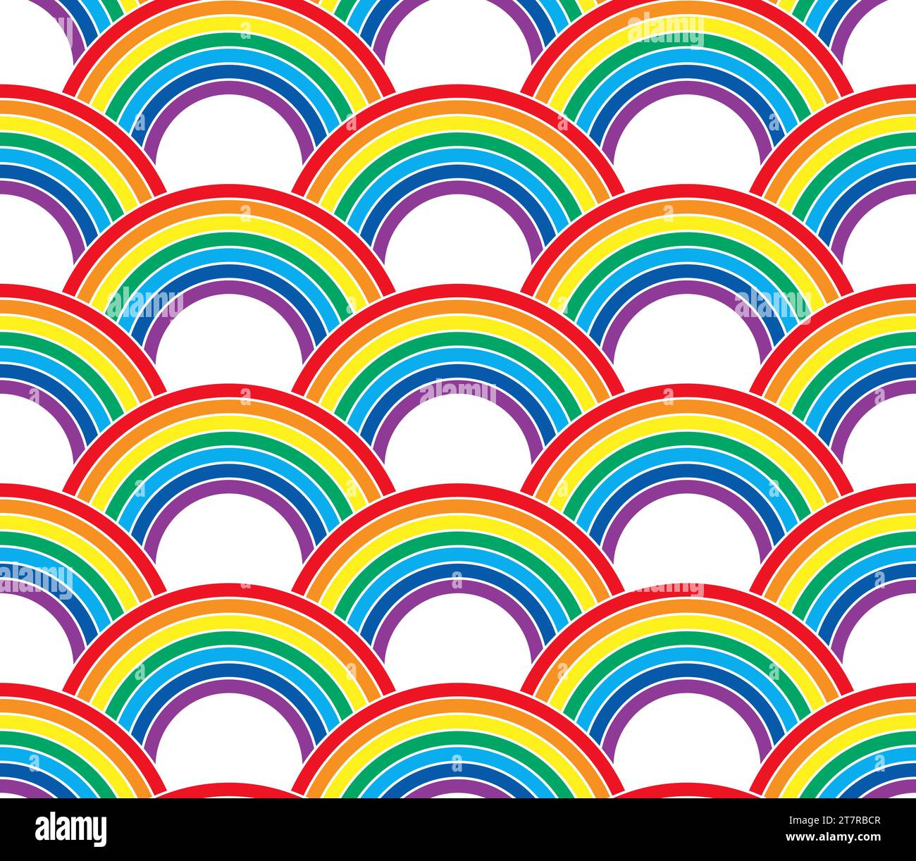 eps vector illustration showing wonderful colored rainbows, seamless background Stock Vector