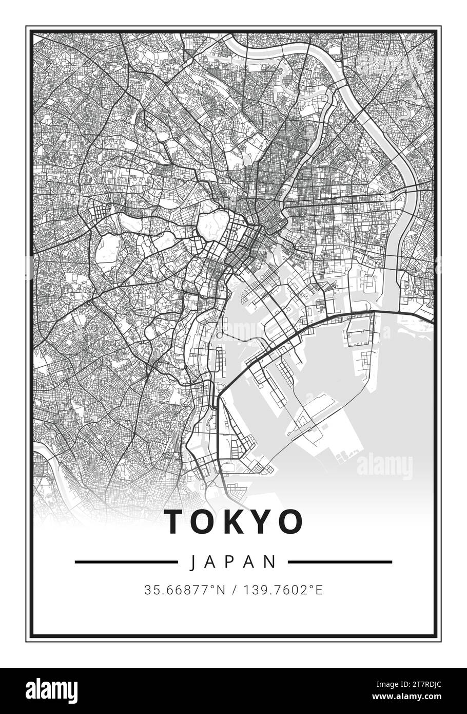 Street map art of Tokyo city in Japan Stock Photo