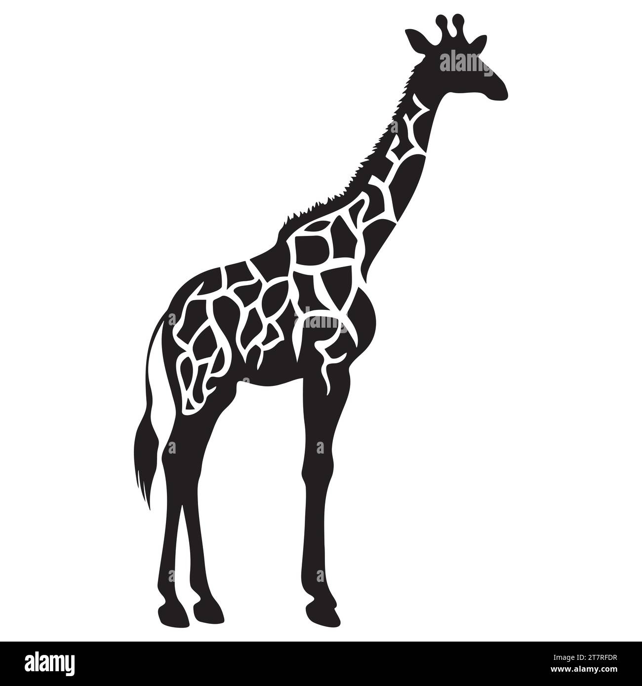 Giraffe black and white drawing Stock Vector