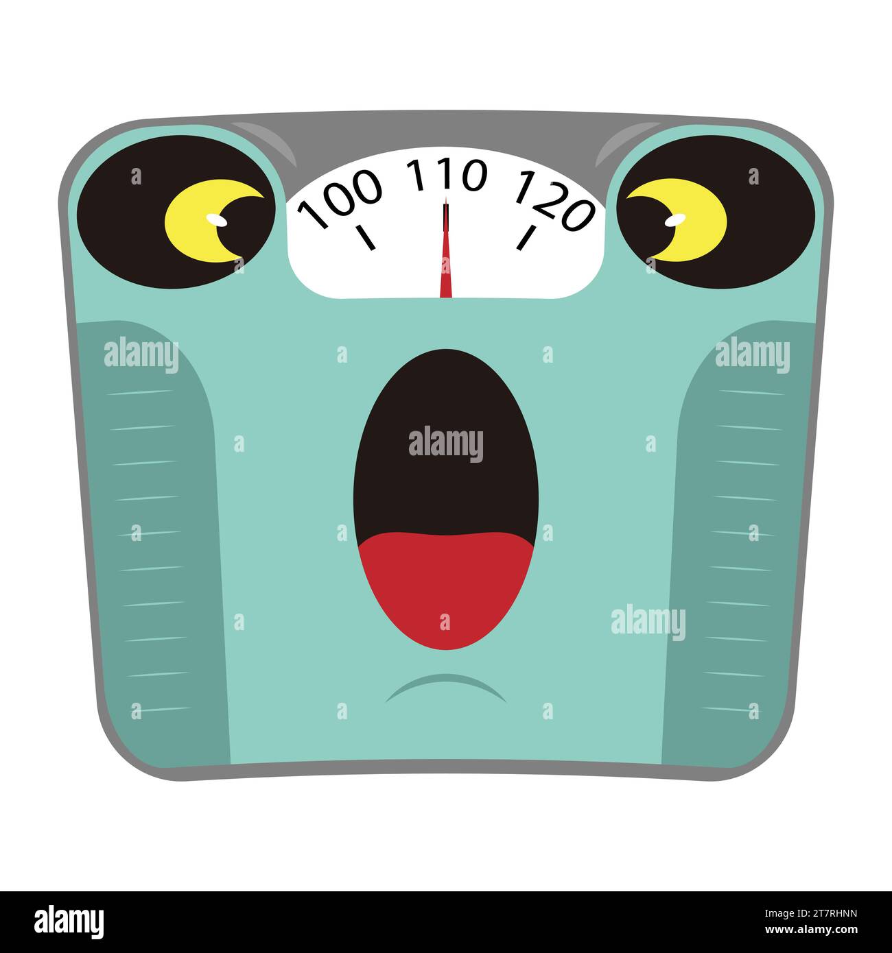 https://c8.alamy.com/comp/2T7RHNN/mechanical-body-weight-scale-with-high-weight-on-the-dial-and-scared-face-cartoon-vector-illustration-2T7RHNN.jpg