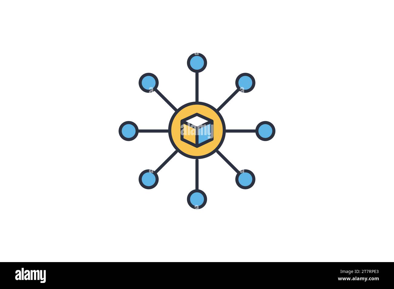 blockchain technology icon. line icon style. simple vector design editable Stock Vector
