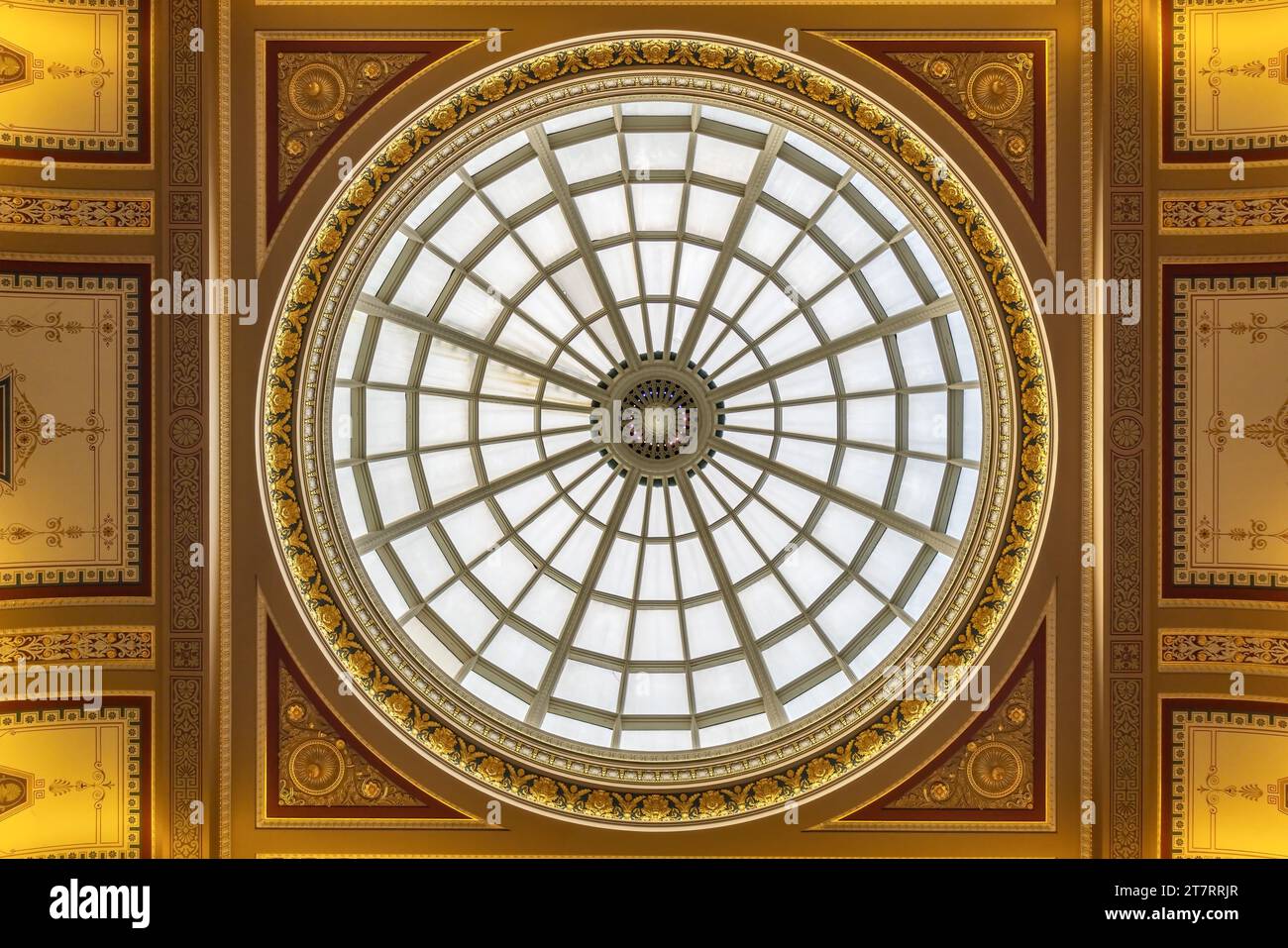 London, UK - May 19, 2023: Interior view of the beautiful decorated Dome of the National Gallery of London, Great Britain Stock Photo