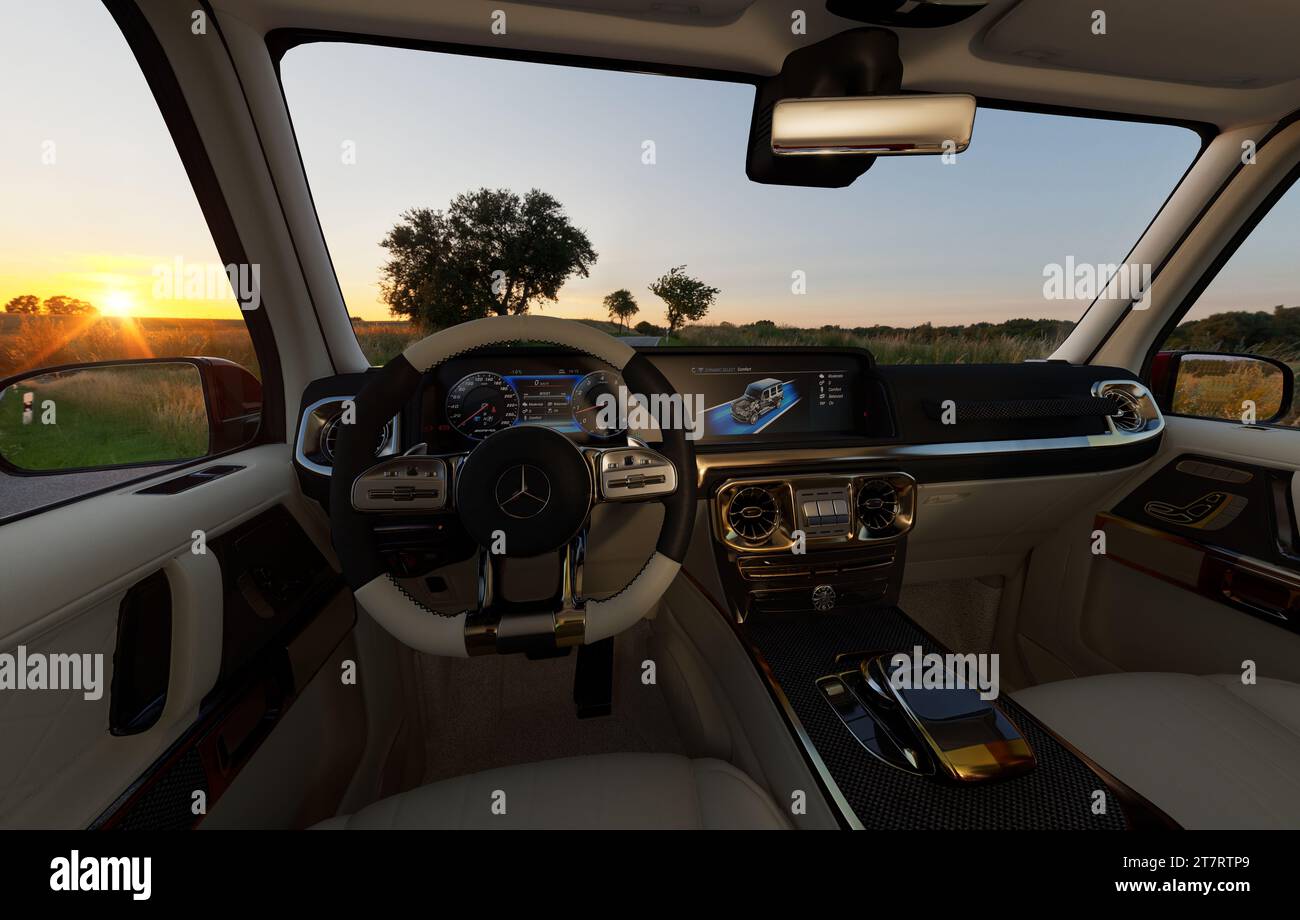 Mercedes Benz G-Class Interior Stock Photo