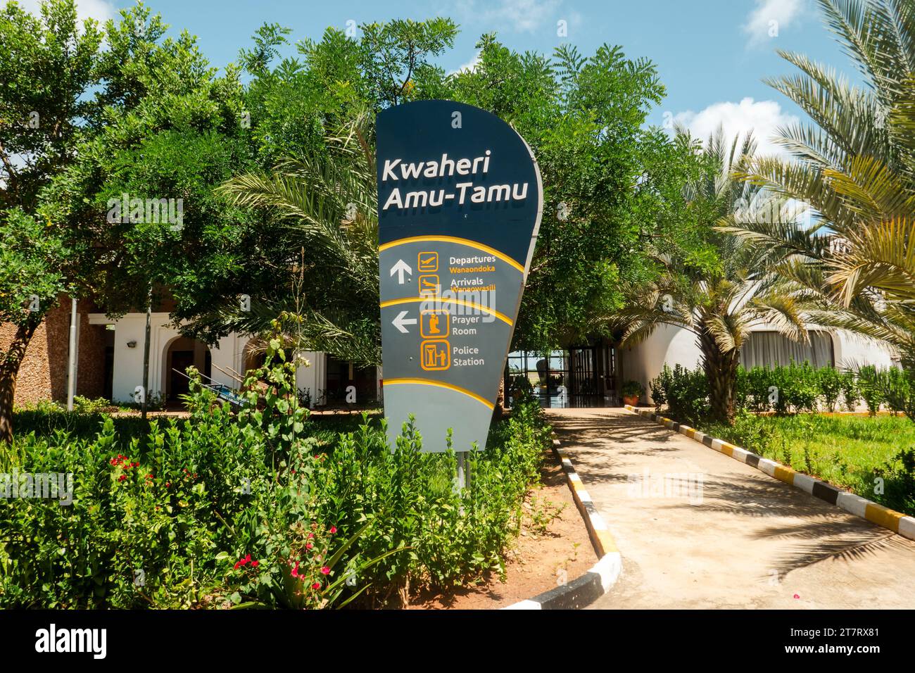 Welcoming signboard at Manda Airport in Lamu, Kenya Stock Photo - Alamy