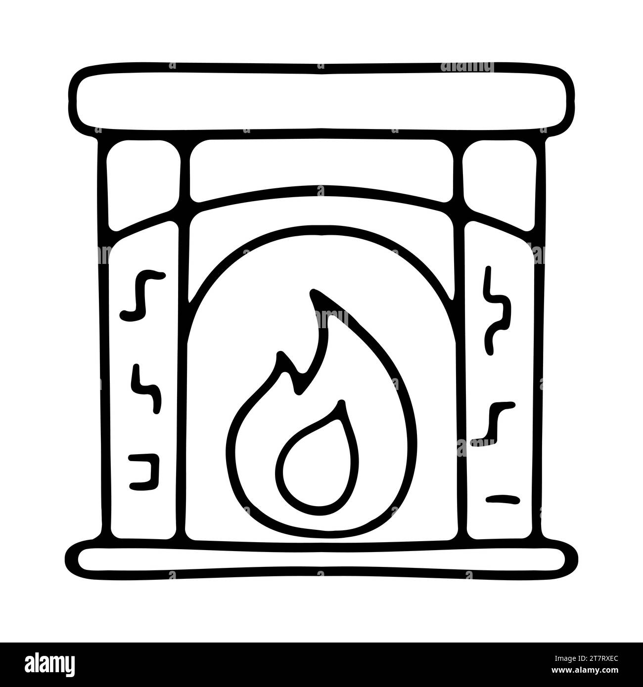 Fireplace icon. Line, solid and filled outline colorful version ...