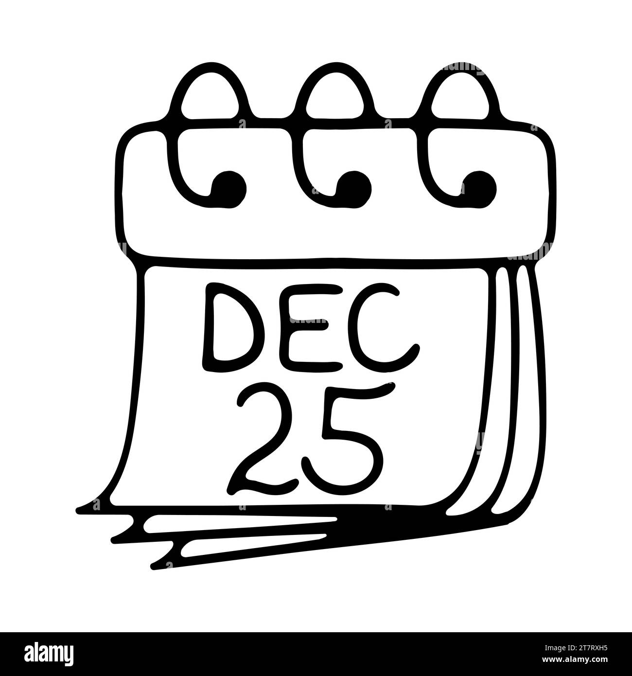 Calendar with December 25 text icon. New year concept. Holiday, new
