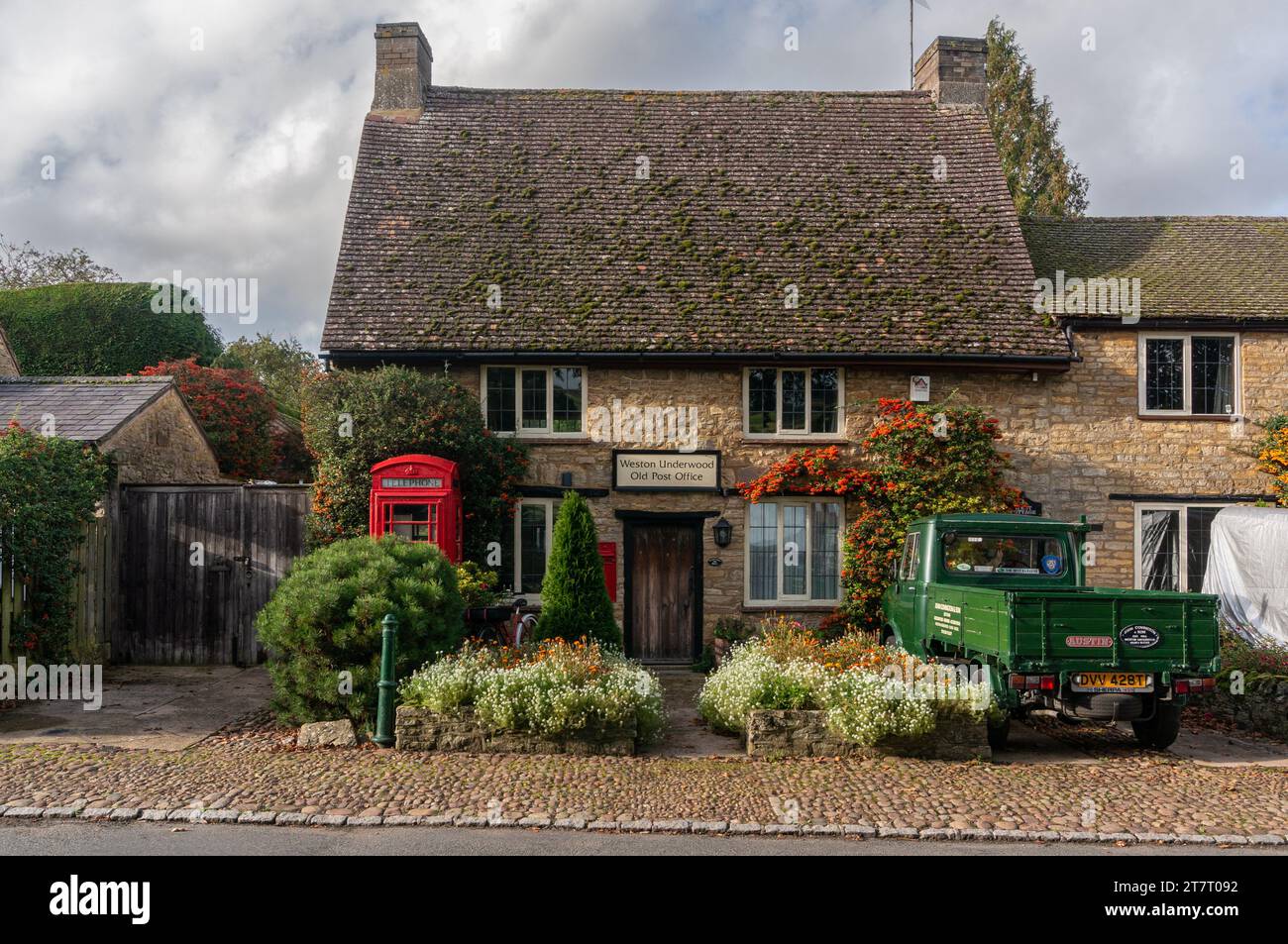 The Old Post Office, now a private residence, in the pretty village of Weston Underwood, Buckinghamshire, UK Stock Photo