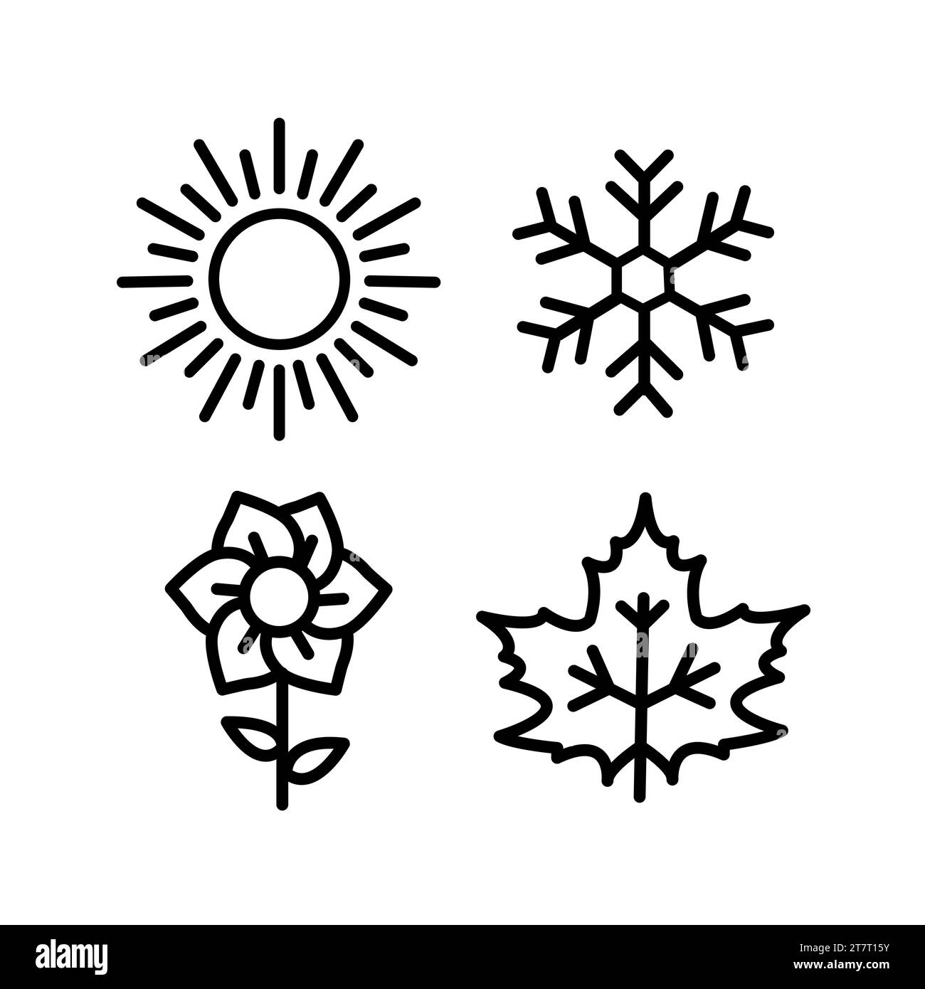 Four seasons icon set - winter, spring, summer, autumn vector illustration Stock Vector