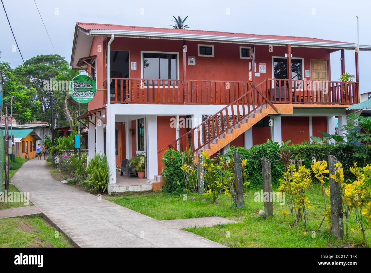 Residential housing in the town of Tortuguero in Costa Rica Stock Photo